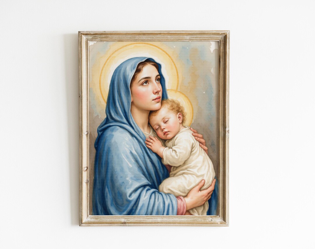 Madonna and Child Wall Art Printable, Virgin Mary With Baby Jesus ...