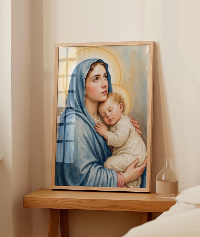 Madonna and Child Wall Art Printable, Virgin Mary With Baby Jesus ...