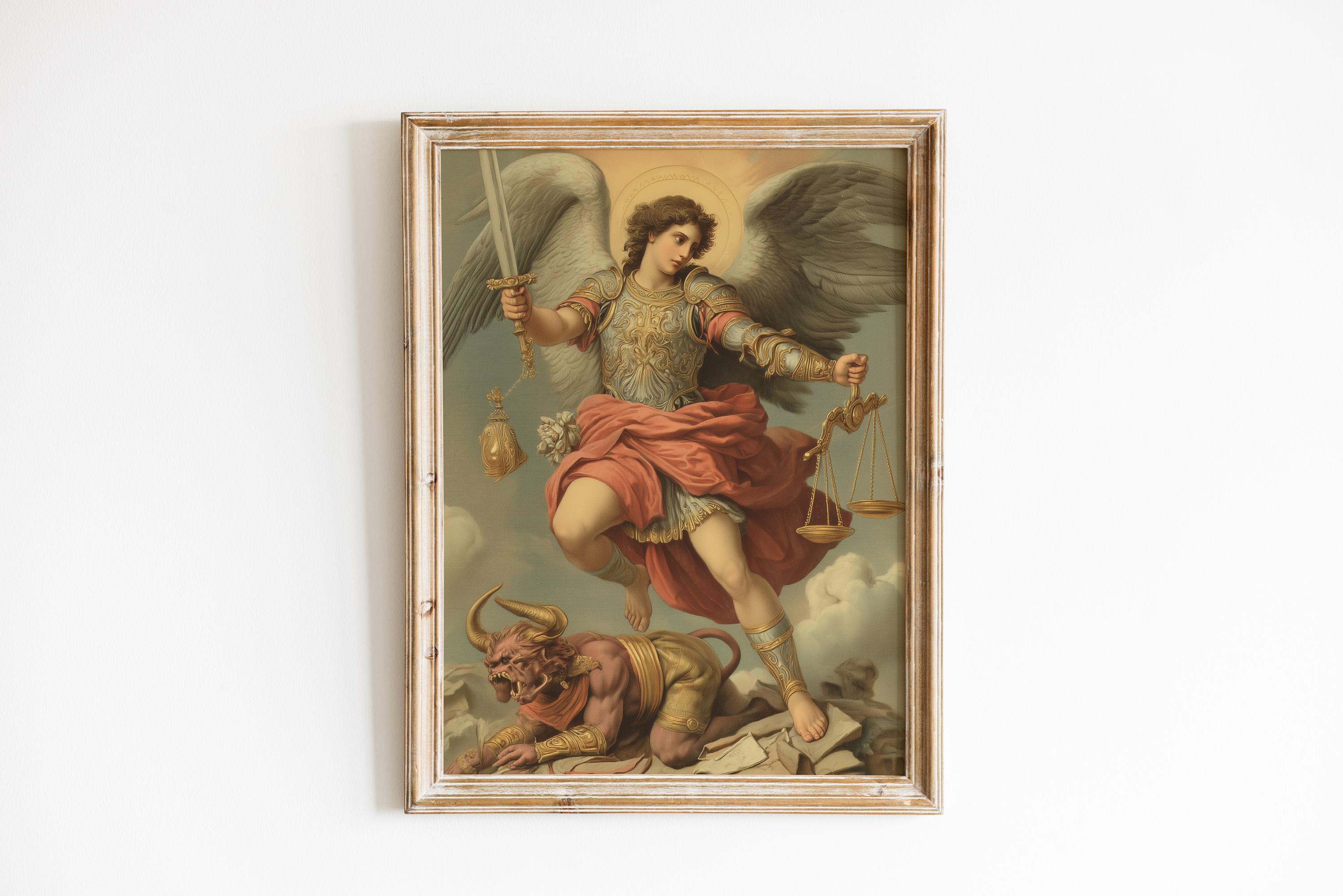 Archangel Michael Wall Art for Living Room, Archangel Saint Michael ...