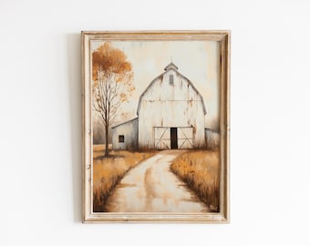 Rustic Barn Painting, Vintage Farmhouse Wall Art (Digital Download)