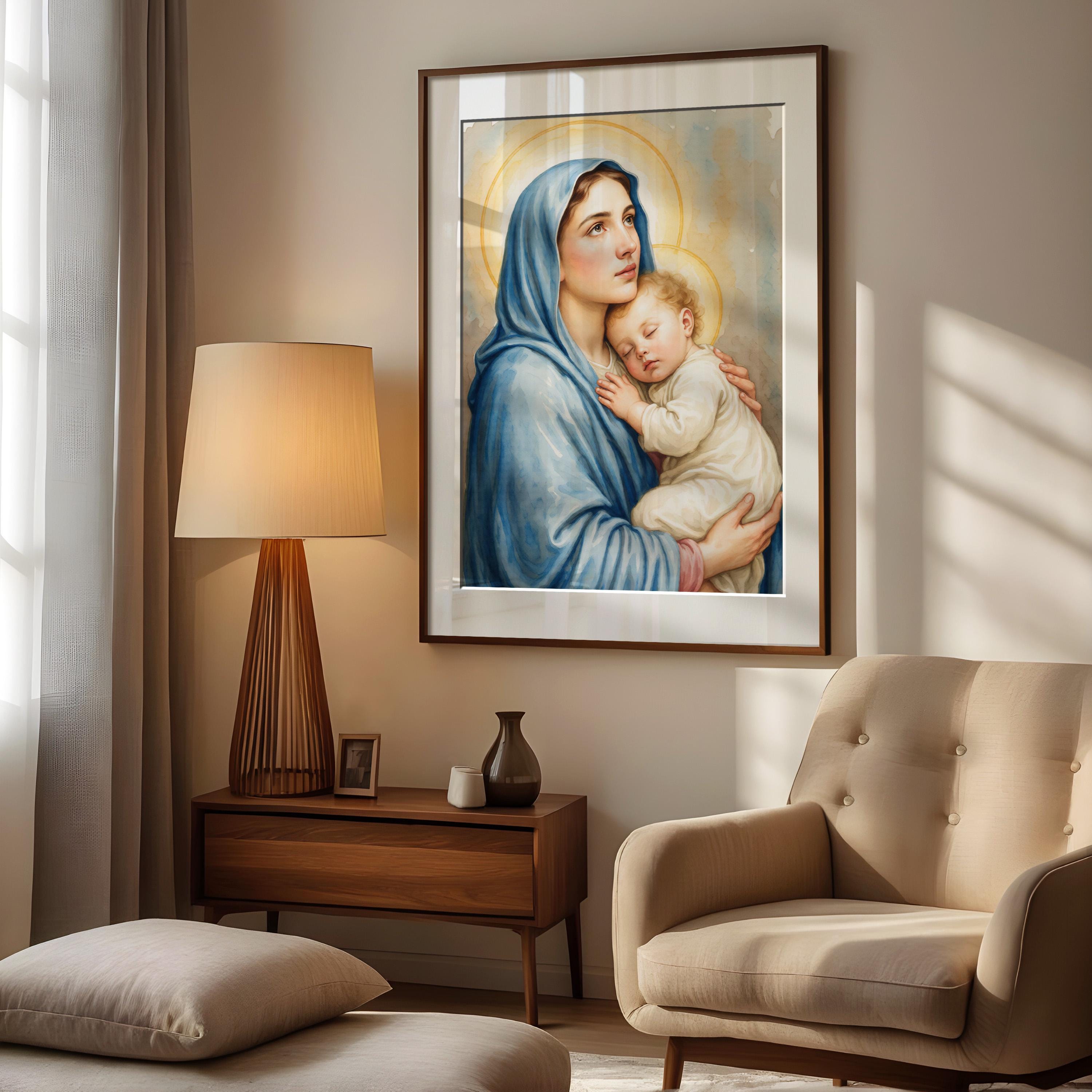 Madonna and Child Wall Art Printable, Virgin Mary With Baby Jesus ...