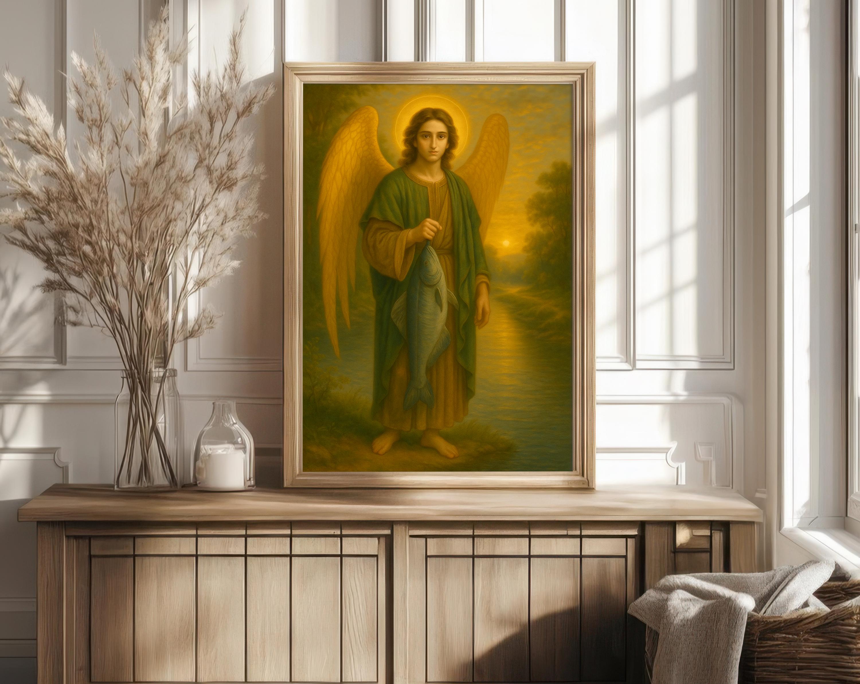 Archangel Raphael With the Healing Fish: Religious Art Catholic Decor ...