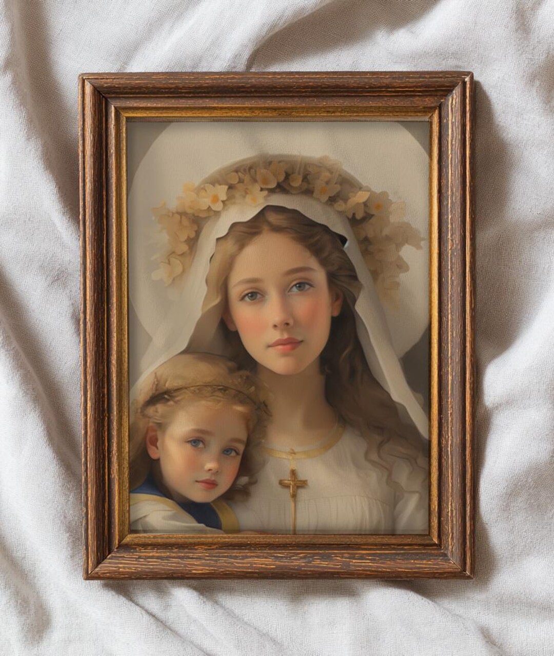 Virgin Mary and Baby Jesus Wall Art, Madonna Holding Child Catholic ...