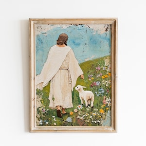 Jesus and Lamb Art, Jesus Leaves the 99, Jesus shepherd art of Jesus christ Lds, Jesus and lamb Jesus picture, lamb art print #55