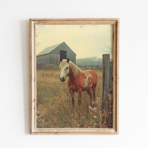Modern Farmhouse Barn Art, White Barn Painting Printable, Country Style Wall Decor, Rustic Landscape Print, Vintage Barn Print #47