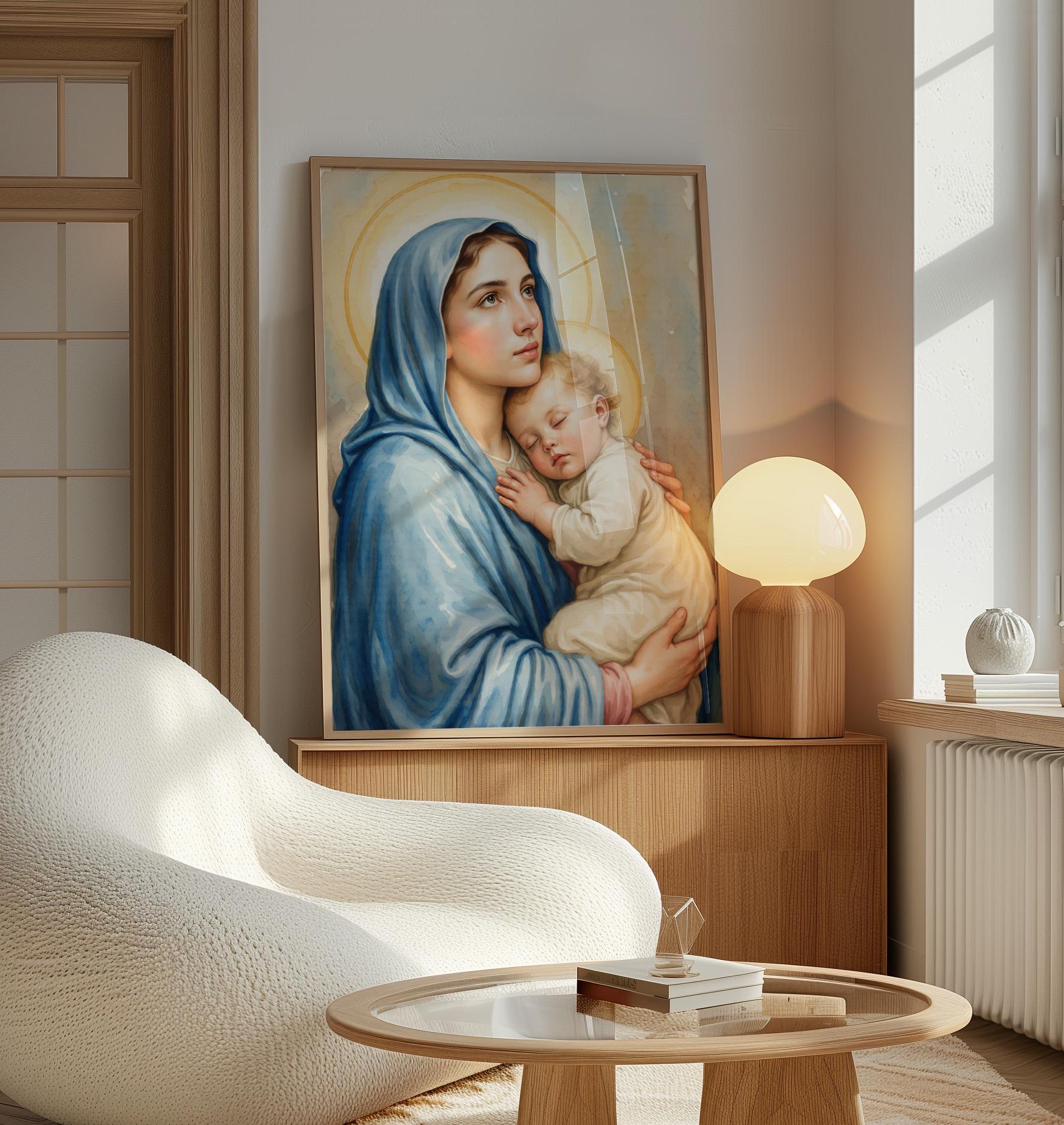 Madonna and Child Wall Art Printable, Virgin Mary With Baby Jesus ...
