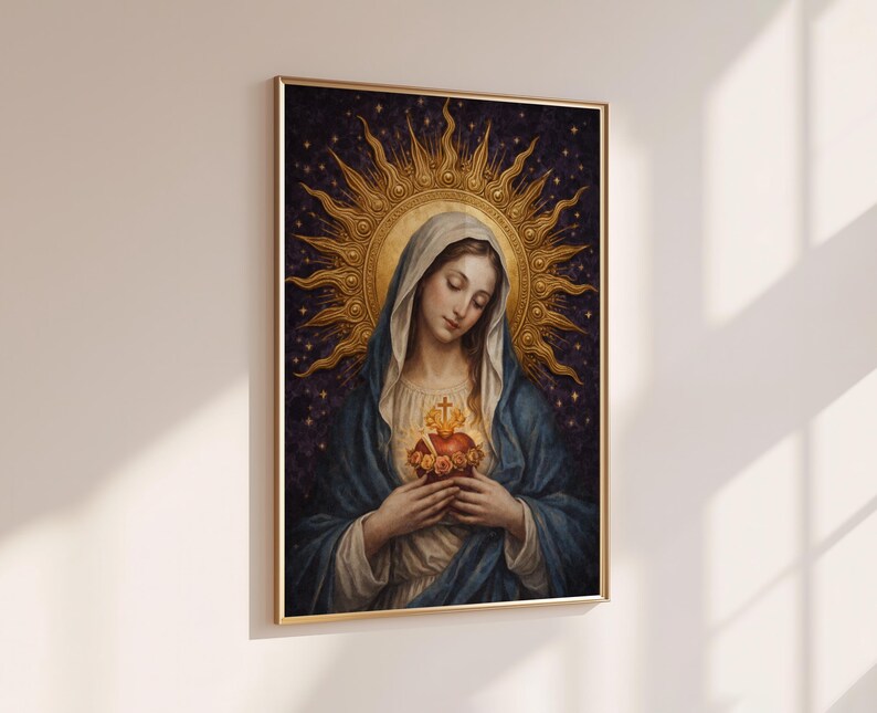 Immaculate Heart of Mary Catholic Wall Art | Christian Religious Print ...