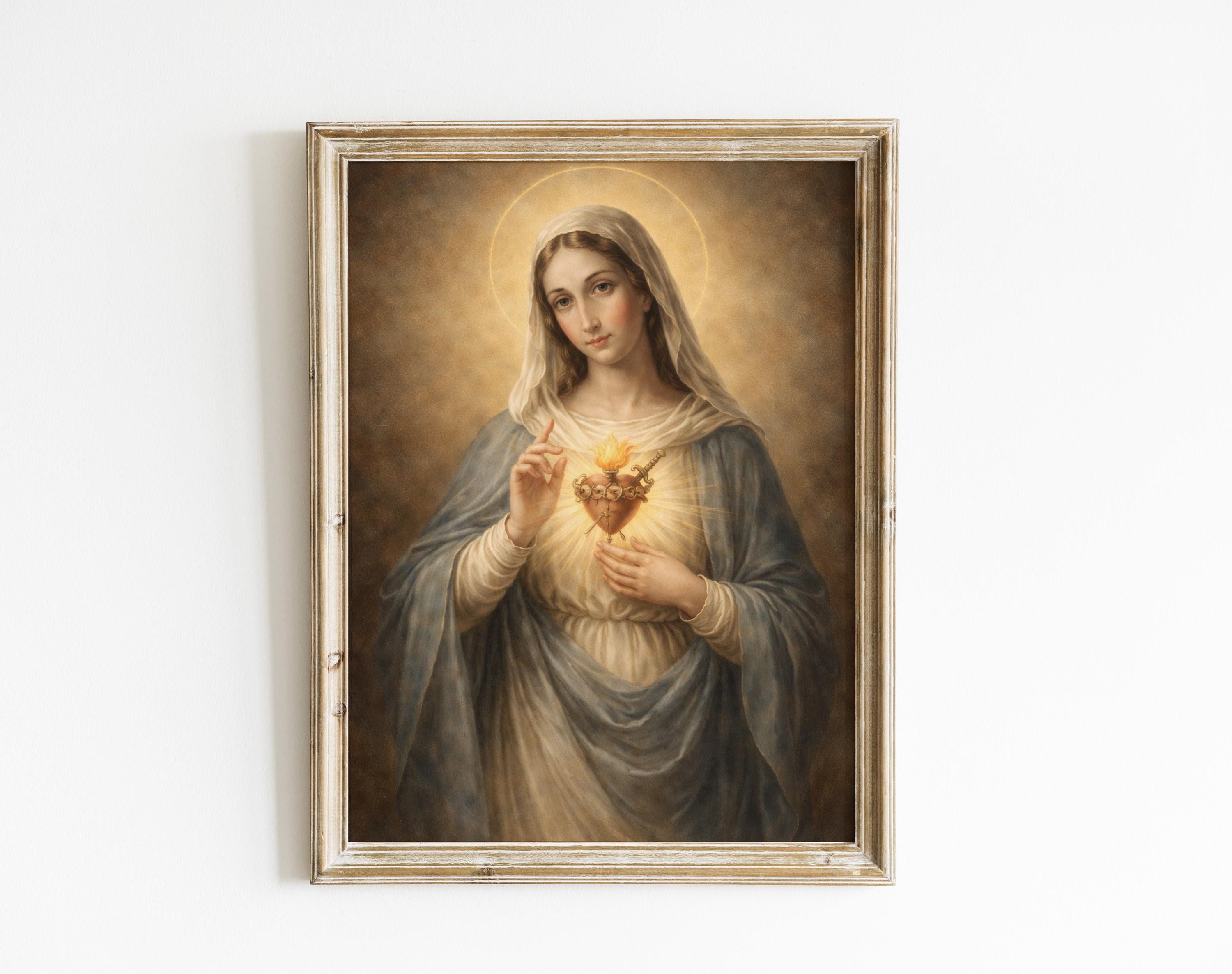 Immaculate Heart of Mary Catholic Wall Art | Christian Religious Print ...