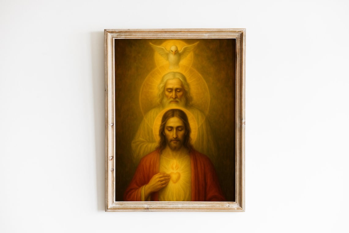 Holy Trinity Painting, the Father God the Son (jesus) the Holy Spirit ...