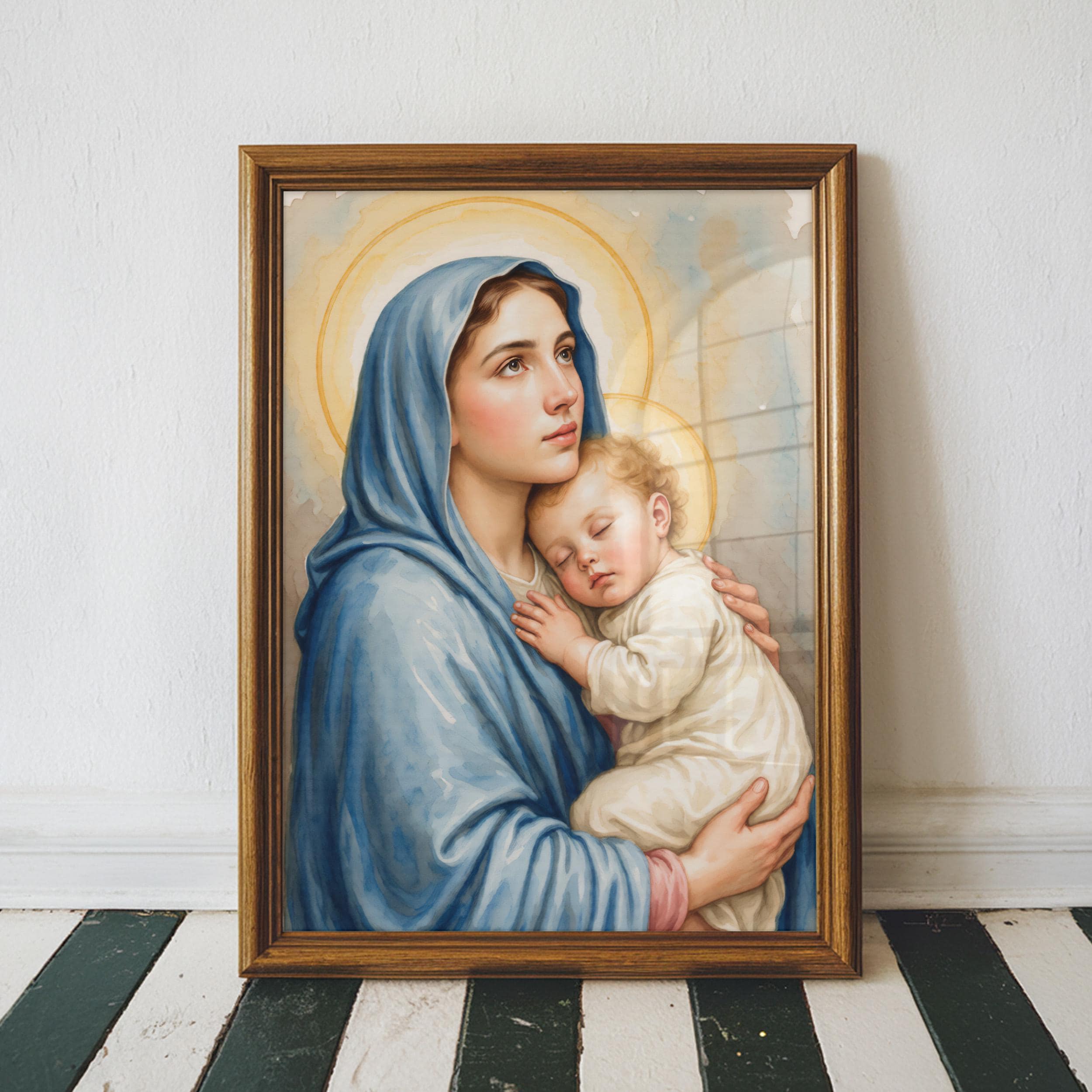 Madonna and Child Wall Art Printable, Virgin Mary With Baby Jesus ...