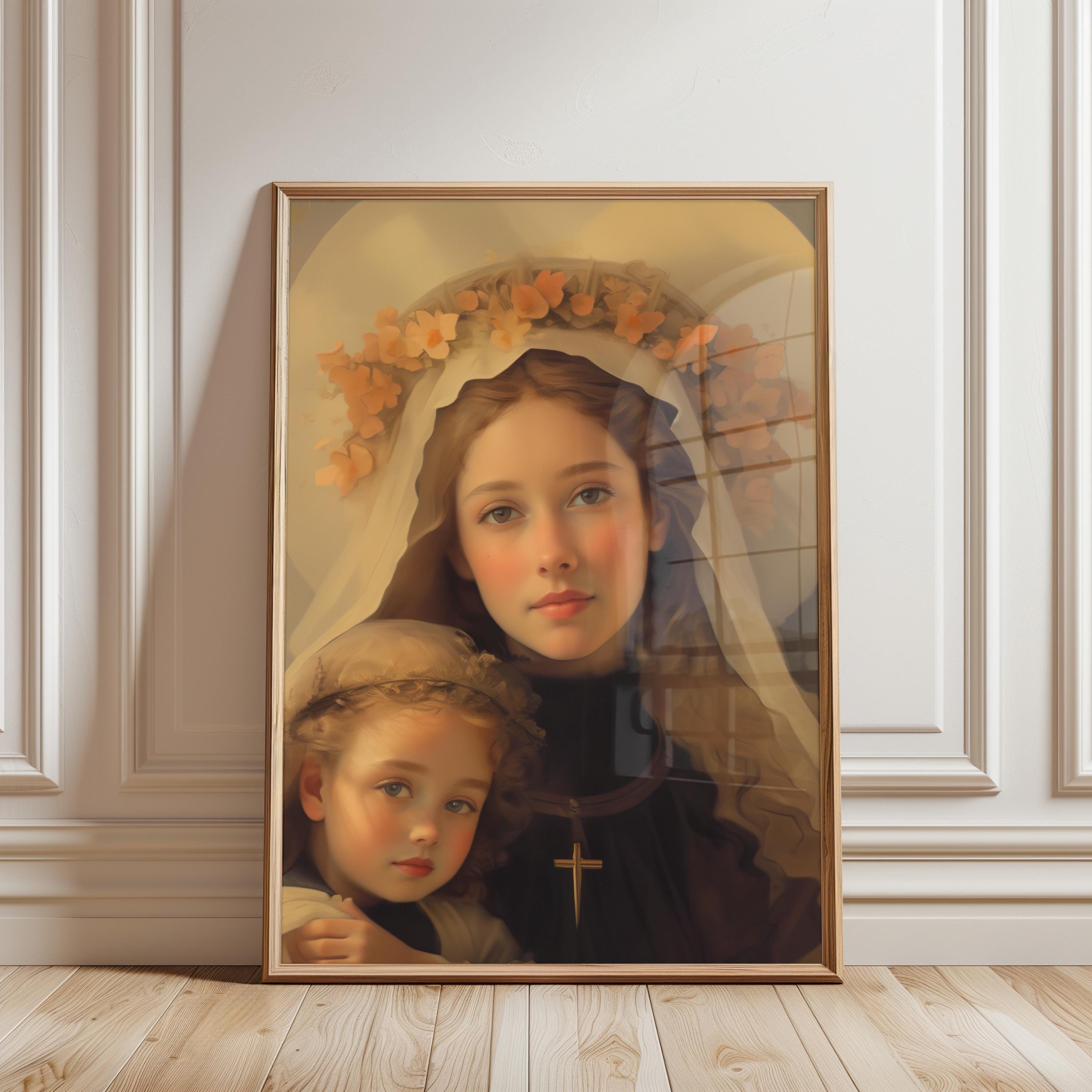 Virgin Mary and Baby Jesus Art Print | Madonna Holding Child Catholic ...