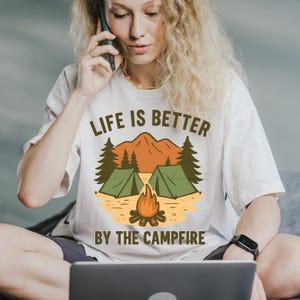 Vintage Campfire PNG: Retro Camping Graphic (Digital Image)