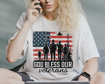God Bless Our Veterans PNG: American Flag Sublimation Design (Digital File)
