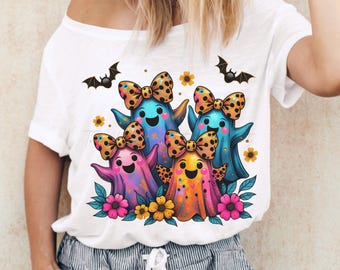 Pastelkleurige Halloween-spook-clipartbundel: kawaii luipaardstrikken (digitale download)