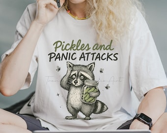 Cetrioli e attacchi di panico Raccoon PNG: umorismo retrò sulla salute mentale