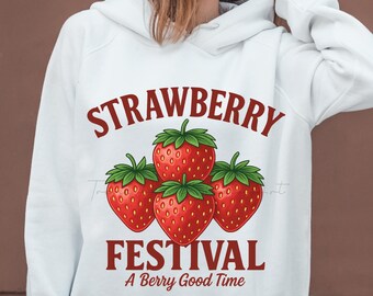 Strawberry Festival PNG: Vintage Fruit Market Sign (Digital Download)