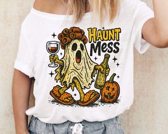 Funny Halloween Wine Ghost PNG | Boozy Spooky Clipart (Digital Download)