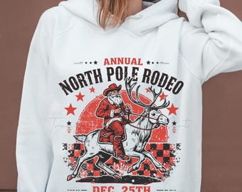 Vintage Cowboy Santa PNG | North Pole Rodeo Christmas Clipart (Digital Download)