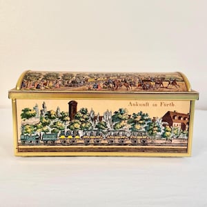 Vintage E. Otto Schmidt Lebkuchen Cookie Tin Made in West Germany  First Train Between Nuremberg and Furth