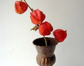 Vintage Copper Vase - Small Metal Urn with Stamped Design