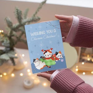 Cartes de Noël avec motif chat | Cartes de Noël drôles Meowy | 10 à 100 cartes | Carte de Noël DIN A6 | Parfait pour les amoureux des chats