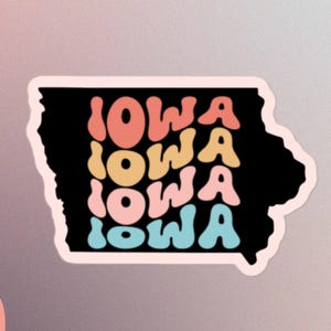 Retro Iowa Sticker – Vintage Midwest Travel Decal | Waterproof, Durable Vinyl | Iowa Souvenir by SecondRodeoQC