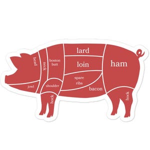 Adesivo de vinil durável e à prova d'água com gráfico de açougueiro de porco, ótimo para amantes da culinária e mestres do churrasco