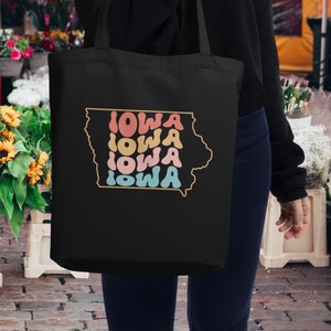 Borsa tote retrò Iowa – Borsa per la spesa e i libri ecologica e riutilizzabile in cotone biologico