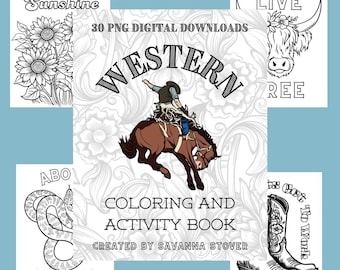Cowboy Coloring Book: 30 Western Activity Pages (Digital Download)
