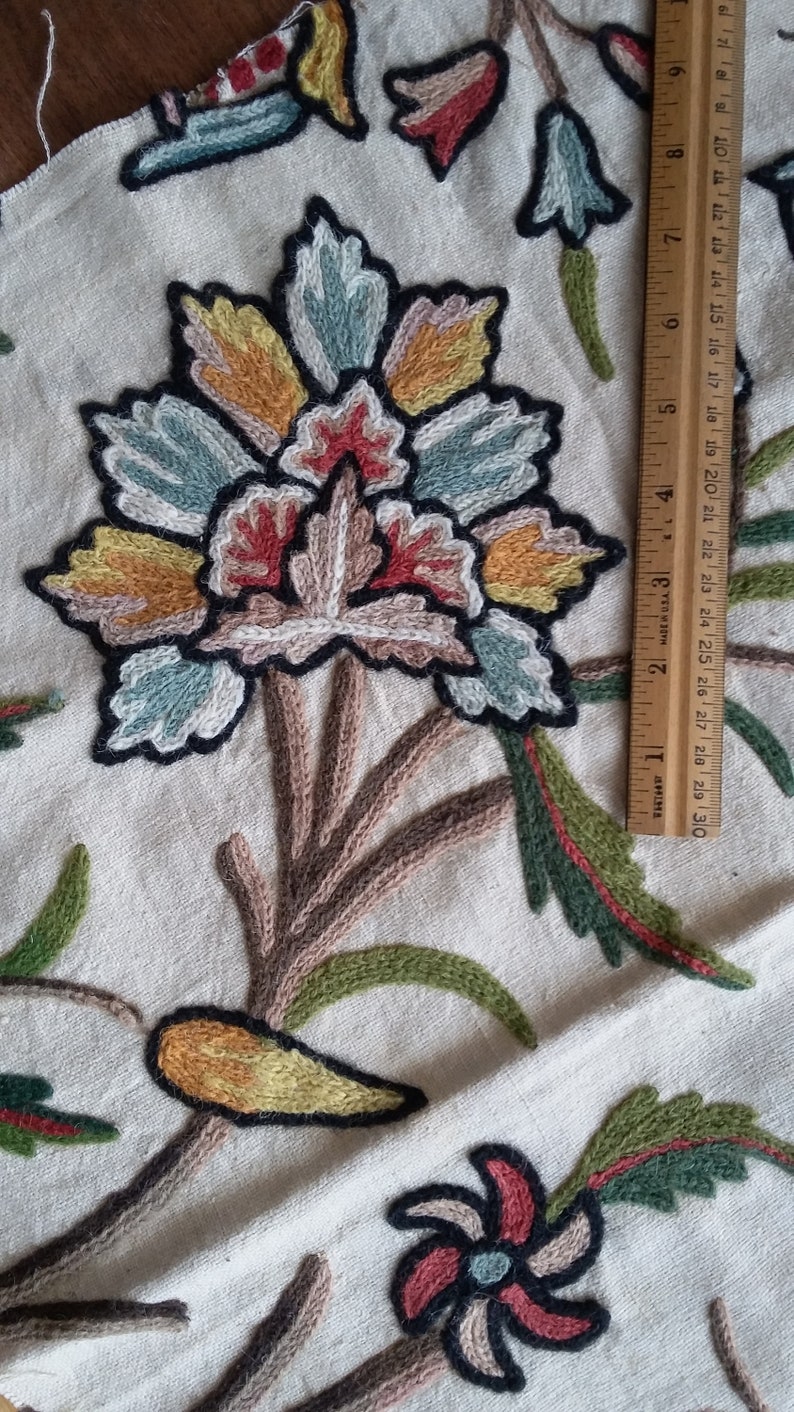 DESTASH Cotton Backing Wool Embroidered Jacobean Style Crewel Etsy