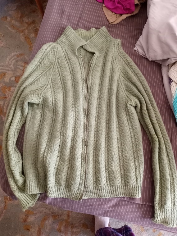 Hand-knit zippered sweater