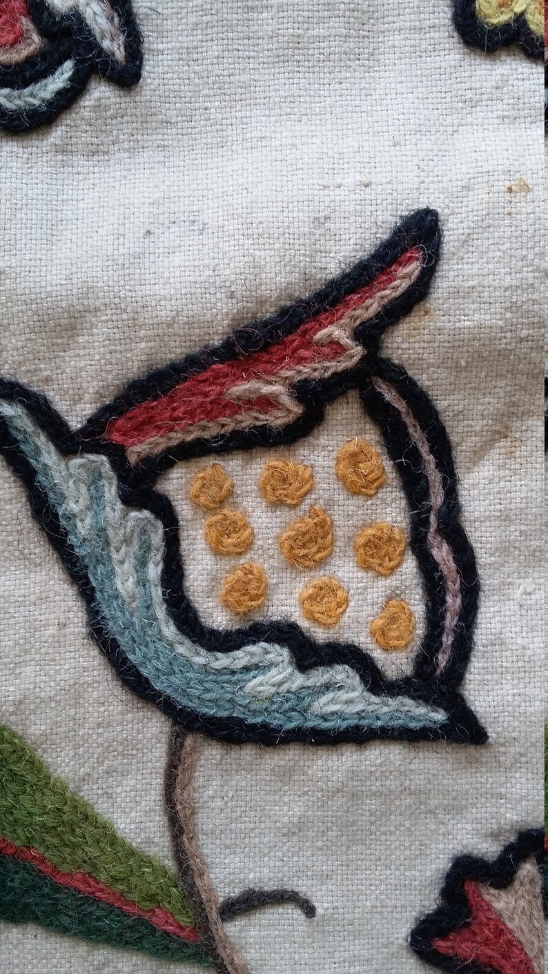 DESTASH Cotton Backing Wool Embroidered Jacobean Style Crewel Etsy