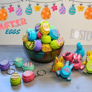 Easter Egg Bunny Fidget Mechanical Clicker, 3D Printed Fun Toys KeyChain, Gift, Office Decor, Stress Relief