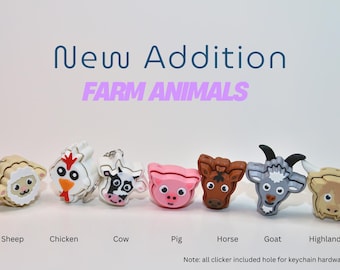 Farm Animal Fidget Clicker, Mechanical Clicker, 3D Printed Fun Toy Keychain Gift, Stress Relief