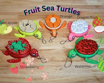 Fruit Sea Turtles Fidget Clicker, Mechanical Keyboard Clicker, Avocado, 3D Printed Fun Toys, Keychain, Gift, Office Decor, Stress Relief