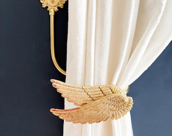 Vintage Messing Flügel Vorhanghaken, Vorhang Raffhalter, Housewarming Geschenk - Dekorativer Haken für einen eleganten Fensterakzent