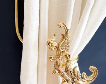 Handcrafted barss hooks，Gold Curtain Hooks，Curtain Tie Straps, Curtain Hardware