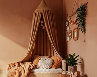 Linen curtains, handmade, dark canopy, domed canopy, design canopy, queen canopy, decorative canopy.
