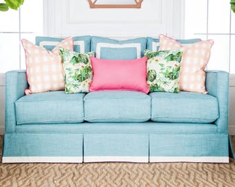 Light blue cotton linen sofa cover, single sofa cover, custom sofa cover, custom size.