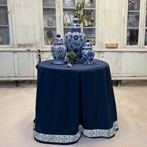 Navy blue tablecloths, custom tablecloths, home decor, custom sizes, handmade, fabric colors available.