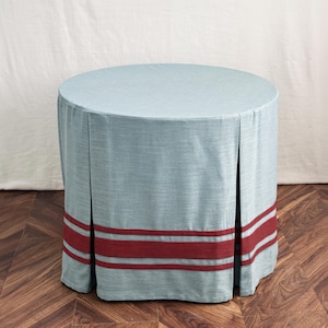 Blue round table set,Round Table Skirt,Designer Table Skirt,Linen Table.