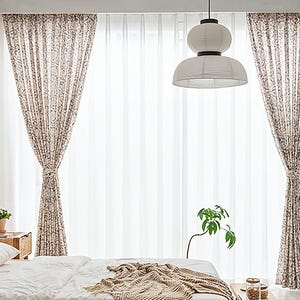 Transiucent style windows, cotton and linen curtains, floral curtain, custom sizes available.