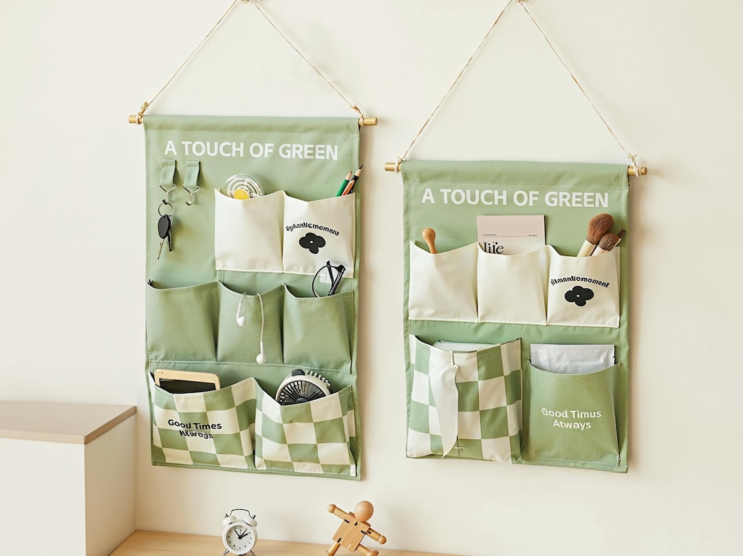 Wall-mounted Storage Bag, Canvas Wall-mounted Storage Bag, Hanging ...