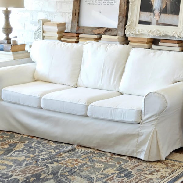 Reemplaza la funda, funda de sofá color blanco marfil, decoración del hogar, colores y tamaños personalizables.
