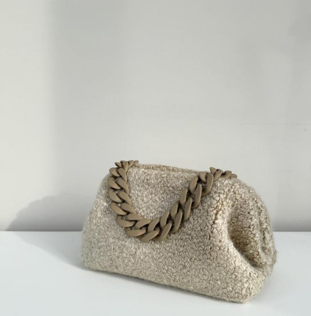 Tasche Teddy: Sherpa Tasche häkeln (PDF Video), Boucle-Clutch