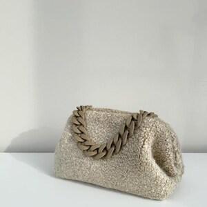 Bag "Teddy": Sherpa Crochet Bag Pattern (PDF + Video), Boucle Clutch on Metal Clasp, Beginner friendly, Frame Purse tutorial