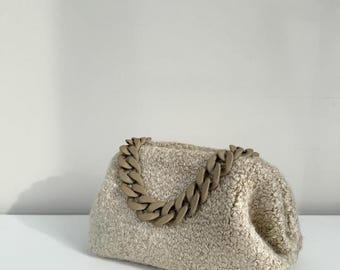Bag "Teddy": Sherpa Crochet Bag Pattern (PDF + Video), Boucle Clutch on Metal Clasp, Beginner friendly, Frame Purse tutorial