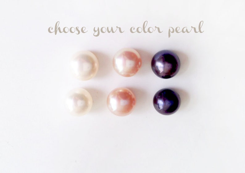 May include: Six round pearls in different colors: white, pink, and black. Choose your color pearl.