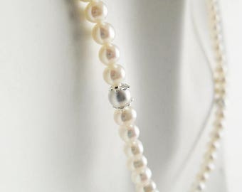 Single row pearl necklace, bridesmaid Classic Pearl Necklace, Bridal jewelry