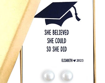 Class of 2024 graduation gift for her, College Graduation Gift, high school grad gifts, cultured pearl jewelry earrings